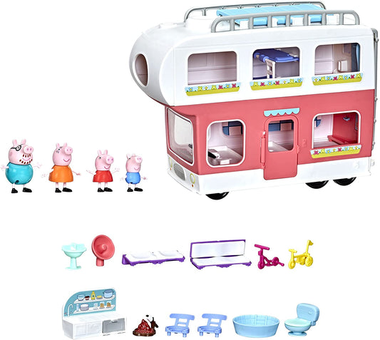 Peppa Pig Peppa’s Adventures Peppa’s Family Motorhome Preschool Toy, Vehicle to RV Playset, Plays Sounds and Music, Ages 3 and up