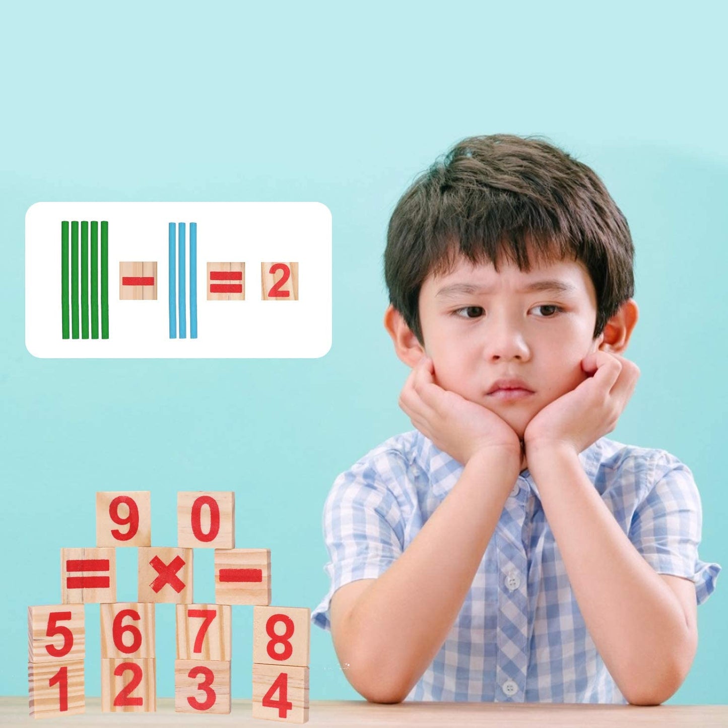 Wood Toy Counting Rods Mathematical Intelligence Sticks