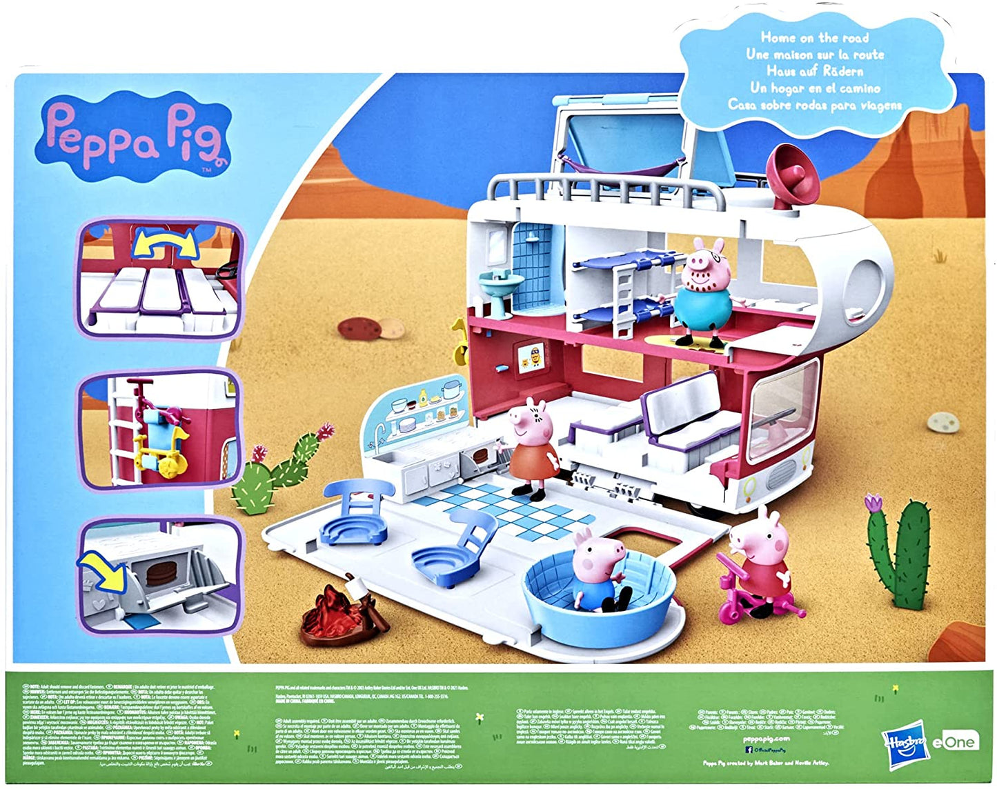 Peppa Pig Peppa’s Adventures Peppa’s Family Motorhome Preschool Toy, Vehicle to RV Playset, Plays Sounds and Music, Ages 3 and up